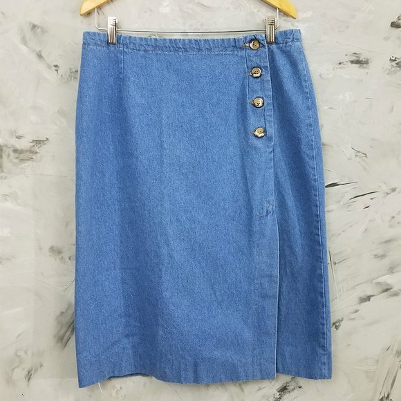 VIVALDI - Vintage 80's Light Denim Pencil Skirt - Picture 1 of 6